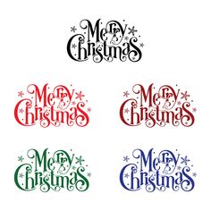 four merry christmas signs in different colors