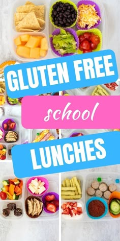 an image of school lunches with the text gluten free school lunches