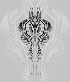 an abstract design in black and white on a gray background