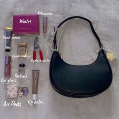 #whatsinmybag #purse #summerfridaysbeauty #purseessentials #fenty #hashtag Purse Essentials, Summer Fridays, Eyelash Curler, Hand Cream, Hand Sanitizer, Lip Balm, Lip Gloss, Eyelashes, The Balm