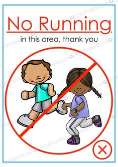 a sign that says no running in this area, thank you