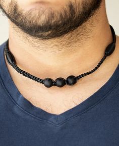 Braided With Beads, Male Choker, Join Paparazzi, Black Stones, Braids With Beads, Box Accessories, Paparazzi Accessories, Black Braids, Cool Necklaces