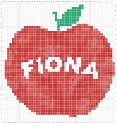 an apple made out of pixels with the word i love it in red and green