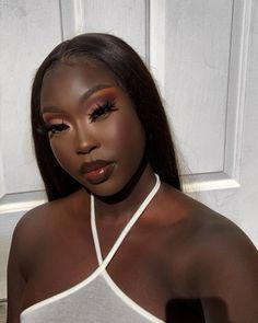 Red Eyeshadow Look, Birthday Makeup Looks, Maquillage On Fleek, Dark Skin Beauty, Dark Makeup, Looks Black