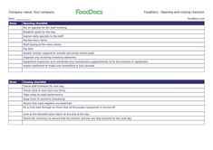 the food service checklist is shown in this image