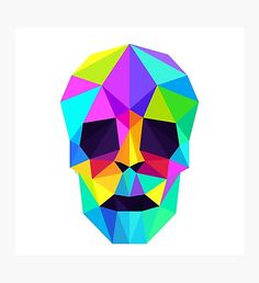 a colorful polygonal skull on a white background with the word playgenary below it