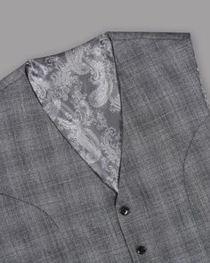 Fashioned with the most professionally Waistcoatable color is this grey Waistcoat from French crown. Made from virgin wool Blend and the inner lining with 100 percent viscose this Waistcoat promises day long comfort and flexibility. The Regular fit tailoring makes for an effortless style statement that you can make at ease. A white slim fit dress shirt and a pair of black glossy oxfords can do complete justice to the entire look. In addition to being constructed from Imported Superior Fabrics, F Wedding Waistcoats, Slim Fit Dress Shirts, Wool Plaid, Custom Fit, Effortless Style, Wool Blend, Gentleman, Oxford, Plaid