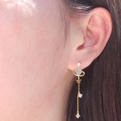 Dangling Planet & Star Earring-Limited Edition-La Meno Planet Earrings, Star Earring, Silver Star Earrings, Sparkly Things, Jewelry Pins, Star Earrings, 18k Rose Gold, Gold Vermeil, Ear Cuff