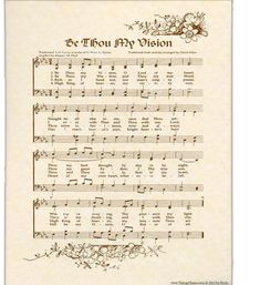 Sheet Music Wall Art, Irish Folk, Hymn Art, Be Thou My Vision, Music Wall Art, Irish Celtic, Music Wall