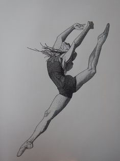 a drawing of a woman in the air