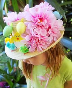 Easter Hat Parade Ideas, Girls Easter Hats, Easter Bonnet Ideas, Easter Picnic, Spring Bonnet