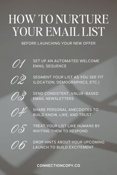 an email list with the words how to nurture your email list