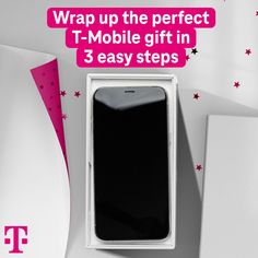 the t - mobile gift in 3 easy steps is displayed next to it's packaging