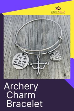 Embrace your passion for archery with this exquisite Archery Charm Bracelet. Each charm embodies the spirit of the sport, creating a piece that's as meaningful as it is fashionable. #basketballgift #soccergift. #volleyballgift #softballgift #sportybella #personalizedgifts #personalizedjewelry #customizedgift #ilovemysport #sportslove #usasports #sportslife #smallbusiness Adjustable Metal Charm Bracelet For Valentine's Day, Nickel-free Bracelet For Best Friend Gift, Metal Bracelet For Best Friend Gift, Adjustable Charms Jewelry For Valentine's Day, Adjustable Metal Charm Bracelet For Best Friend, Adjustable Stainless Steel Charm Bracelet For Best Friend, Adjustable Nickel-free Charm Bracelet For Valentine's Day, Adjustable Silver Jewelry For Best Friend Gift, Valentine's Day Adjustable Nickel-free Charm Bracelet