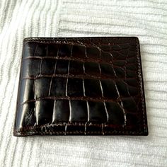 Coach Alligator Wallet - Brown. Never Used. Luxury Formal Wallet With Crocodile Pattern, Luxury Crocodile Pattern Business Wallets, Luxury Crocodile Pattern Wallet For Business, Luxury Crocodile Pattern Wallets For Business, Formal Brown Wallet With Crocodile Pattern, Luxury Business Wallets With Crocodile Pattern, Luxury Wallets With Crocodile Pattern For Business, Designer Coach Leather Wallets, Designer Crocodile Pattern Wallet