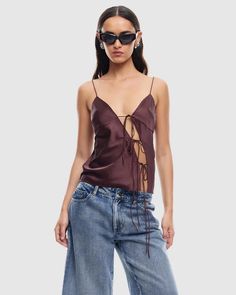 Mariah Cami by Lioness Online | THE ICONIC | Australia Bow Top, Muslim Outfits, Tie Top, Matching Dresses, Bow Detail, Summer Wardrobe, Crop Tops Women, Jumpsuit Dress, Sweater Top