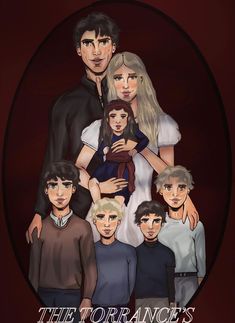 the torrangce's family is depicted in this cartoon style poster, which features an image of two adults and three children