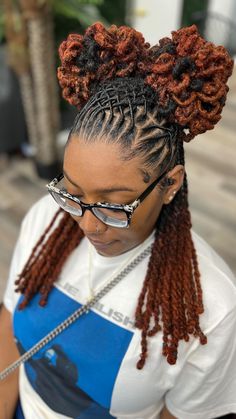 Sherelle Holder™️ | FUN FACT: her hair is waist length, the style she has in is called LOC KNOTS , and with that it’s done by wrapping her own locs around... | Instagram Locs Accessories Dreadlock Beads, Medium Size Locs Black Women, Loc Knots, Short Dreadlocks, Natural Hair Salon, Hair References, Natural Hair Salons