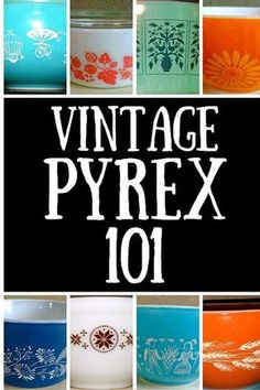 vintage pyrrex 101 is shown in many different colors