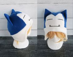 two pictures of a cat hat on top of a head