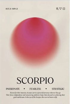 the front cover of scorpio, with an image of a red ball on it