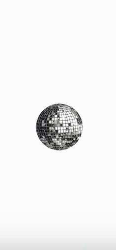 an image of a disco ball in the air with reflection on its surface and white background