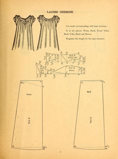 an old fashion sewing pattern for a dress and pants, from the early 1900's