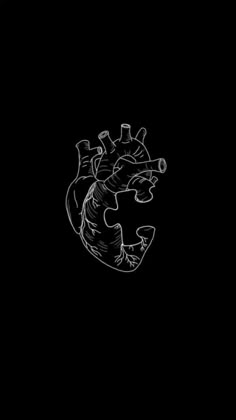 a black and white drawing of a heart