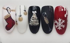 Nails Almond Design, Winter Manicures, Nails Space, Xmas Nail Art