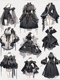 some black and white dresses with bows on the shoulders, necklines, and sleeves