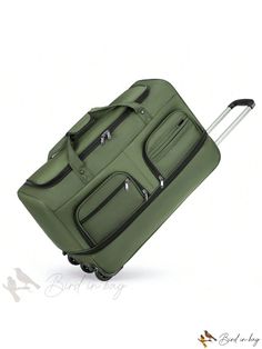 Bird in Bag - Weekend Outing Business Boarding Suitcase Foldable Travel Trolley Bag Portable Large Capacity Green Rectangular Luggage, Green Travel Bags With Reinforced Handles, Rectangular Green Luggage For Overnight Trips, Green Large Capacity Shoulder Bag For Trip, Green Rectangular Bag For Trips, Rectangular Green Bag For Trips, Rectangular Green Bags For Trips, Green Shoulder Bag For Trip With Large Capacity, Green Shoulder Bag With Large Capacity For Trips