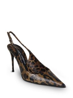 External: 100% Leather Designer Brown Slingback Pumps For Evening, Luxury Brown Slingback Pumps For Party, Luxury Brown Slingback Pumps For Evening, High Heel Rain Boots, Versace Shop, Stefano Gabbana, Zegna Shoes, Saint Laurent Shoes, Dolce E Gabbana