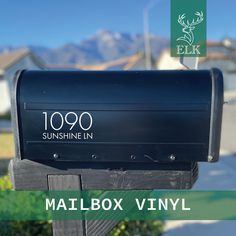 a mailbox with the words mailbox vinyl on it