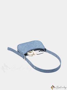 BirdinBag - Adjustable Denim Single Shoulder Crossbody Bag Baguette Bag, Bag Straps, Polyester Material, Crossbody Bag, Color Blue, Composition, Blue Color, Zipper, Pattern