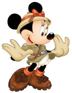 a cartoon mickey mouse is wearing a hat and holding his hands out to the side