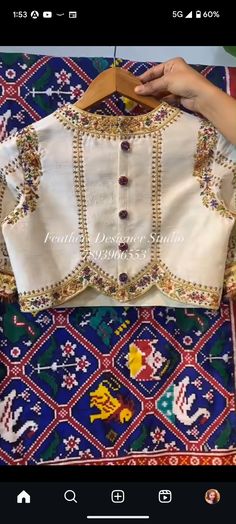 Boat Neck Work Blouse Designs, Patola Blouse Design Work, Patola Embroidery, Patola Saree Blouse Designs Latest, Bhargavi Kunam, Coral Mala, Latest Blouse Designs Pattern