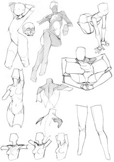 some sketches of different poses and body shapes