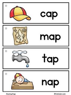 the words cap, map, tap and nap are shown in this printable worksheet