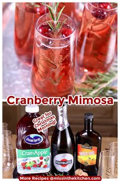 cranberry - mimosa cocktail recipe with ingredients