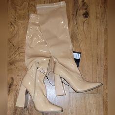 New Never Worn With Tags No Shoe Box Trendy Beige Party Boots, Forever 21 Boots For Fall Party, Forever 21 Party Boots For Fall, Chic Forever 21 Spring Boots, Casual Party Boots By Forever 21, Forever 21 Casual Party Boots, Trendy Forever 21 Boots For Fall, Trendy Fitted Forever 21 Boots, Leather Knee High Boots