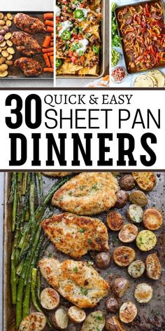 chicken and easy sheet pan dinners with text overlay