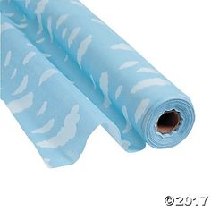 a roll of blue tissue paper with white zebra print