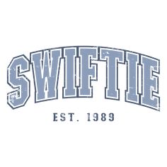 the word swiffie is shown in blue and white with an old - fashioned font