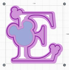 a cutout of mickey mouse with the letter e in it's center and an outline