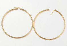 Jumbo Gold Hoops Gold Tone Pierced Post Earrings Thin Polished Tube 2 1/2" 64mm Non Monet Mya Harrison, Monet Earrings, Short Hills, Napier Jewelry, Hoops Gold, Stud Earrings Gold, Monet Jewelry, Costume Earrings, Avon Jewelry