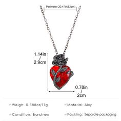 Feel the allure of our Gothic Rose Heart Necklace! This exquisite piece features a mesmerizing red crystal rose, symbolizing passion and love. The delicate metal rose entwined around the heart adds a touch of preciousness to this beautiful necklace. Truly a must-have for anyone who appreciates beauty and romance. 🌹❤️ Description: Origin: CNMaterial: Metal/Alloy ZirconMetals Type: Zinc AlloyShape\Pattern: Heart Chain Clothes, Red Heart Necklace, Grunge Jewelry, Gothic Rose, Rose Heart, Heart Rose, Red Love, Gothic Aesthetic, Jewelry Dainty