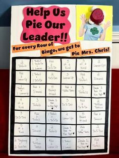 a sign that says help us pie our leader for every row of things get to christmas