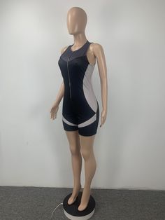 Women Fitness Playsuits Sleeveless Zipper Skinny Romper Stretch Jumpsuits And Rompers With Zipper For Summer, Summer Stretch Jumpsuits And Rompers With Zipper, Summer Stretch Jumpsuits And Rompers With Zipper Closure, Casual Sleeveless Jumpsuits And Rompers With Zipper, Bodycon Romper Jumpsuit, Clubwear Jumpsuits, Romper Summer, Jumpsuit Fashion, Short Jumpsuit