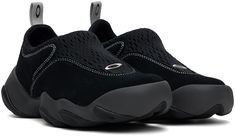 Low-top mesh and suede slip-on sneakers in black. · Logo bonded at vamp · Webbing pull-loop at sock-style collar · Padded Ortholite® insole · Aeroprene™ jersey lining · Sculptural EVA rubber midsole · Treaded rubber sole · Contrast stitching in white Supplier color: Caviar mesh Black Low-top Slip-on Sneakers For Outdoor, Black High-top Slip-on Sneakers For Outdoor, Black Breathable Sporty Slip-on Sneakers, Sporty Black Breathable Slip-on Sneakers, Sporty Black Slip-on Sneakers With Vibram Sole, Casual Slip-on Sneakers With Vibram Sole For Running, Black Breathable Slip-on Sporty Sneakers, Black Slip-on Functional Sneakers, Black Slip-on Sneakers For Outdoor