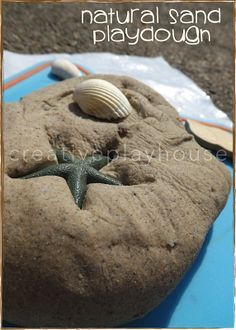 there is a starfish on top of a sand playdoun with shells and seashells